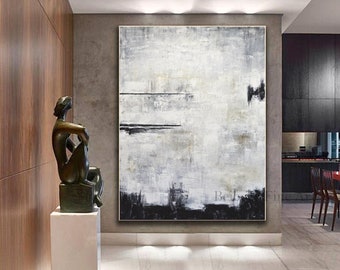 Large Artwork Modern Abstract Gray Black Painting Original Handmade Wall Art On Canvas For Living Room Or Office Decor 36x48 Contemporary