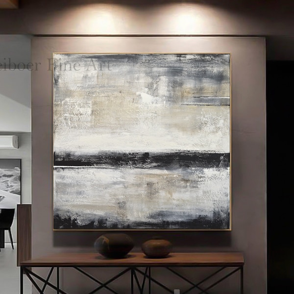 Abstract Artwork Large Painting Original Square Loft Style Contemporary Art Landscape Modern Acrylic Painting on Canvas by L.Beiboer