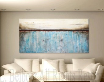 Painting original 72" large abstract art 6ft huge white blue modern abstract oil painting wall art large artwork by L.Beiboer MADE-TO-ORDER