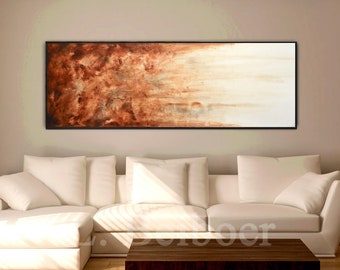 Large art original abstract painting panoramic art big large brown modern abstract oil painting fine art by L.Beiboer