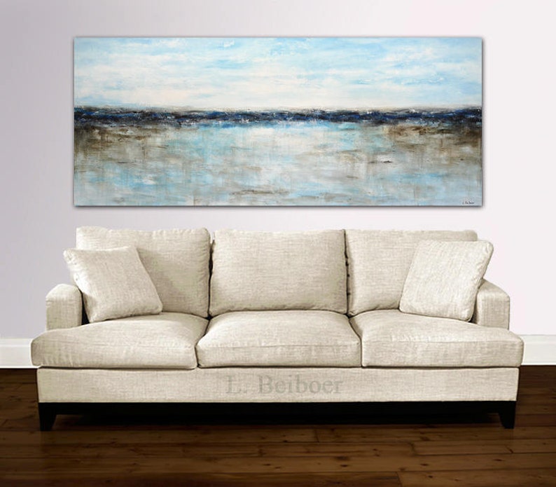 Large landscape painting original abstract art white blue ocean painting modern abstract oil painting artwork by L.Beiboer image 4