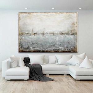 Landscape Artwork Framed Original Wall Art Large Contemporary Umber Brown Abstract Painting Modern Design Textured Hand Painted by L.Beiboer image 1