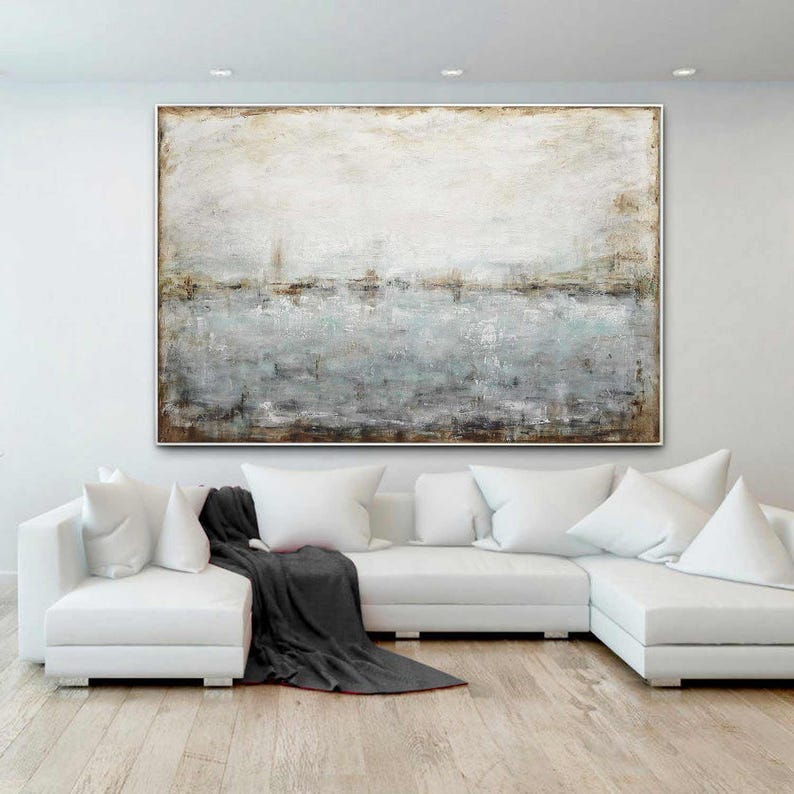 Landscape Artwork Framed Original Wall Art Large Contemporary Umber Brown Abstract Painting Modern Design Textured Hand Painted by L.Beiboer image 1
