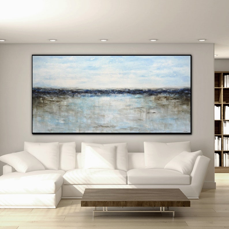 Large landscape painting original abstract art white blue ocean painting modern abstract oil painting artwork by L.Beiboer image 5