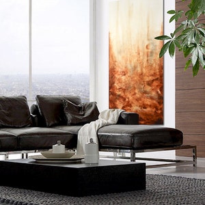 Large art original abstract painting panoramic loft style art big large brown modern abstract oil painting fine art by L.Beiboer image 3