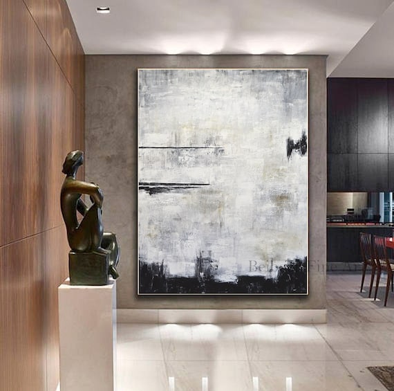 Large Artwork Modern Abstract Gray Black Painting Original Handmade Wall Art On Canvas For Living Room Or Office Decor 36x48 Contemporary