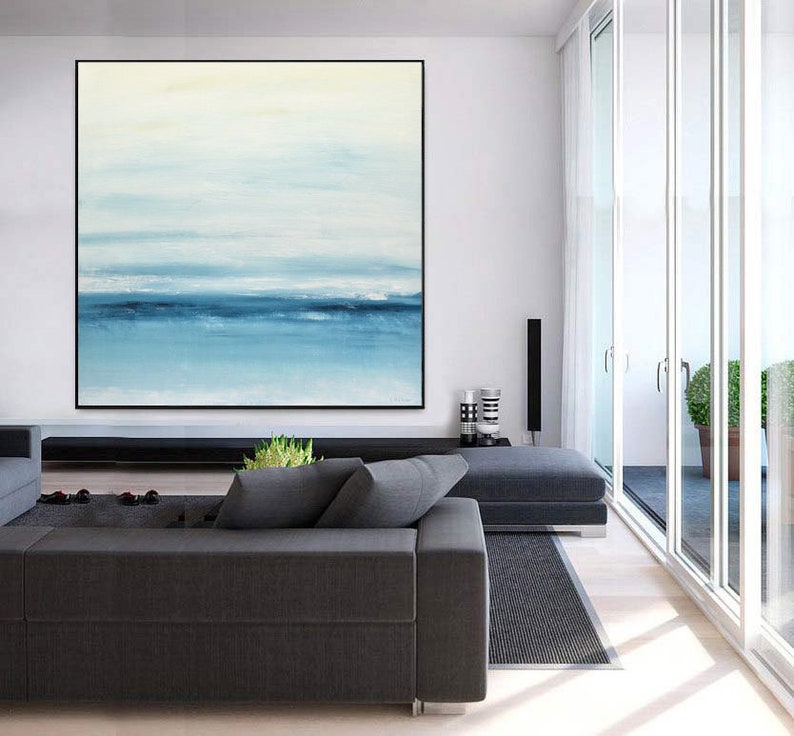 Original Large Square Painting Ocean