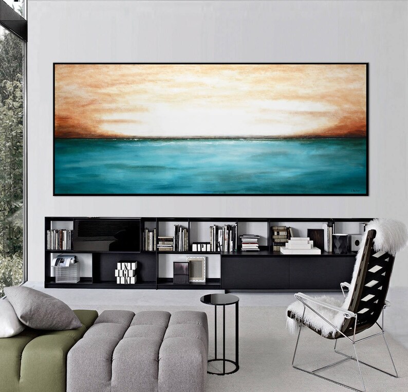 xxl landscape Painting Original large abstract ocean painting landscape art blue gray seascape oil painting artwork wall art by L. Beiboer image 2