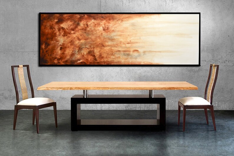 Large art original abstract painting panoramic loft style art big large brown modern abstract oil painting fine art by L.Beiboer image 7