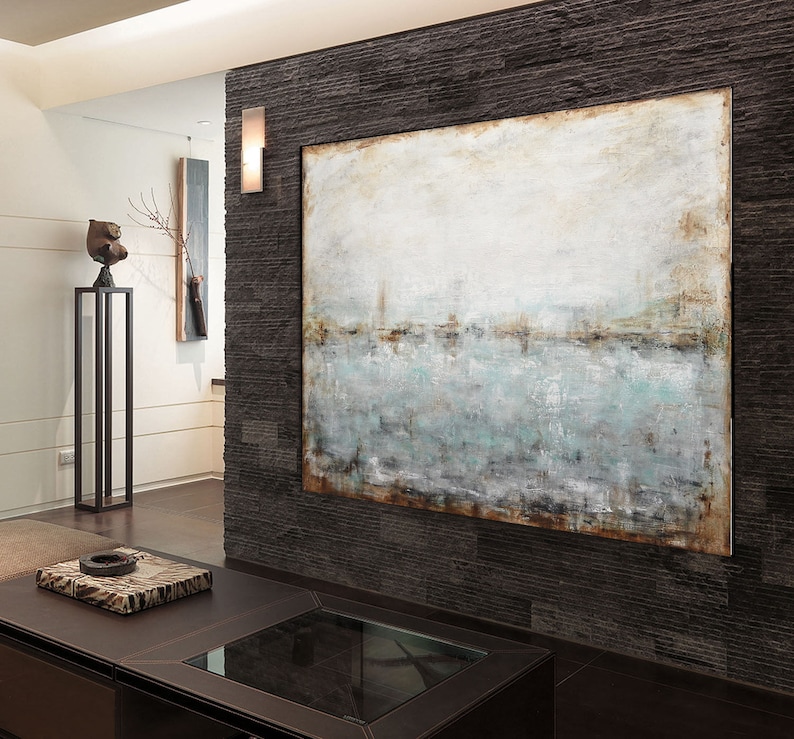 Landscape Artwork Framed Original Wall Art Large Contemporary Umber Brown Abstract Painting Modern Design Textured Hand Painted by L.Beiboer image 8