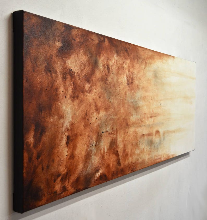 Large art original abstract painting panoramic loft style art big large brown modern abstract oil painting fine art by L.Beiboer image 4