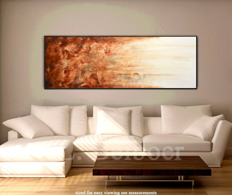 Large art original abstract painting panoramic loft style art big large brown modern abstract oil painting fine art by L.Beiboer image 2