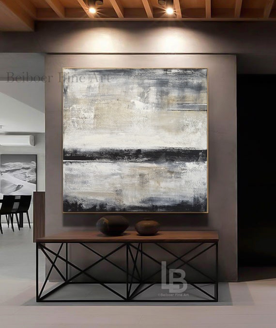 Abstract Artwork Large Painting Original Square Loft Style Contemporary Art Landscape Modern Acrylic Painting on Canvas by L.Beiboer