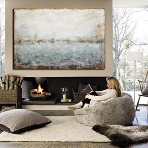 Landscape Artwork Framed Original Wall Art Large Contemporary Umber Brown Abstract Painting Modern Design Textured Hand Painted by L.Beiboer image 7