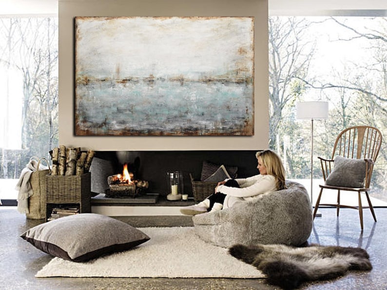 Landscape Artwork Framed Original Wall Art Large Contemporary Umber Brown Abstract Painting Modern Design Textured Hand Painted by L.Beiboer image 7