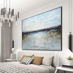 Large landscape painting original abstract art white blue ocean painting modern abstract oil painting artwork by L.Beiboer image 9