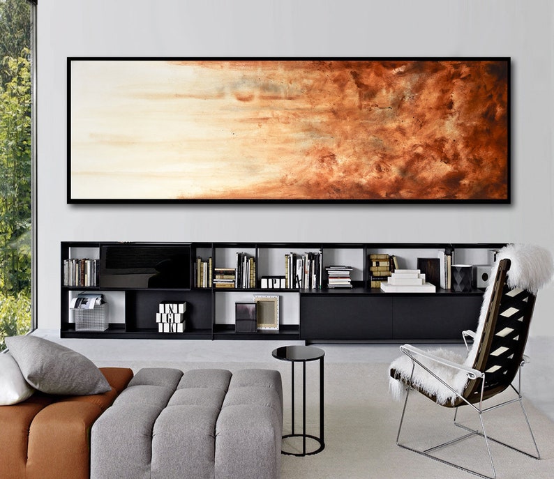 Large art original abstract painting panoramic loft style art big large brown modern abstract oil painting fine art by L.Beiboer image 5