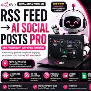 RSS-feed AI-socialmediaberichten n8n-sjabloon, Google Sheets & Notion-automatisering