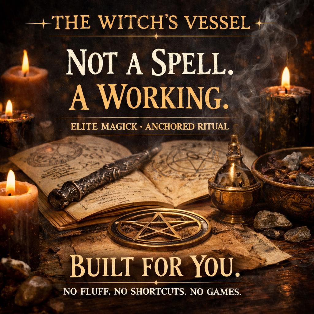 THE WITCH’S VESSEL · Elite Spell Architecture · Custom Ritual Construction · High Tier Magick · Anchored Working · Limited Availability