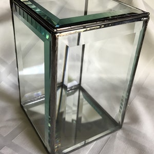 Clear beveled glass display box, 4 x 6 x 4 vertical orientation,large keepsake box,pet memorial,terrarium, wedding, sports, vacation,floral