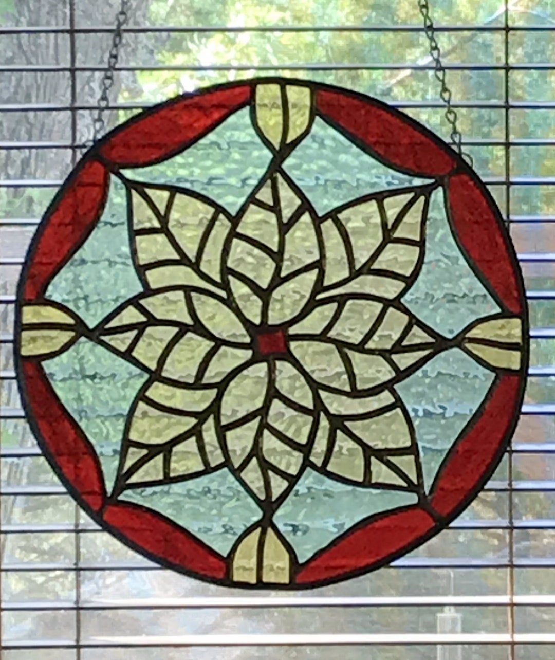 Autumn Leaves Stained Glass Window,amber & Green,fall Leaves,nature ...