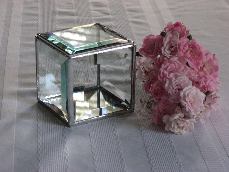 Beveled Glass Keepsake Boxclear Glass Box 3 X 3 X3 Etsy
