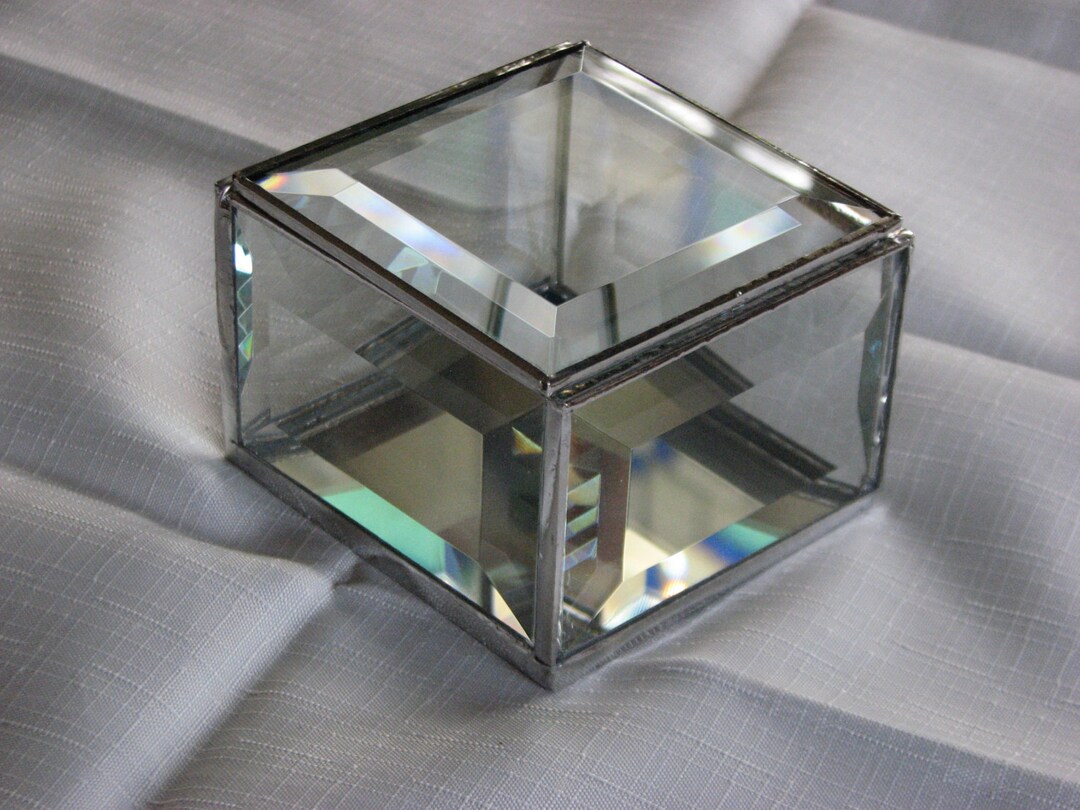 Clear Glass Box,keepsake Box,beveled Glass Box,3x3x2 Inches,small