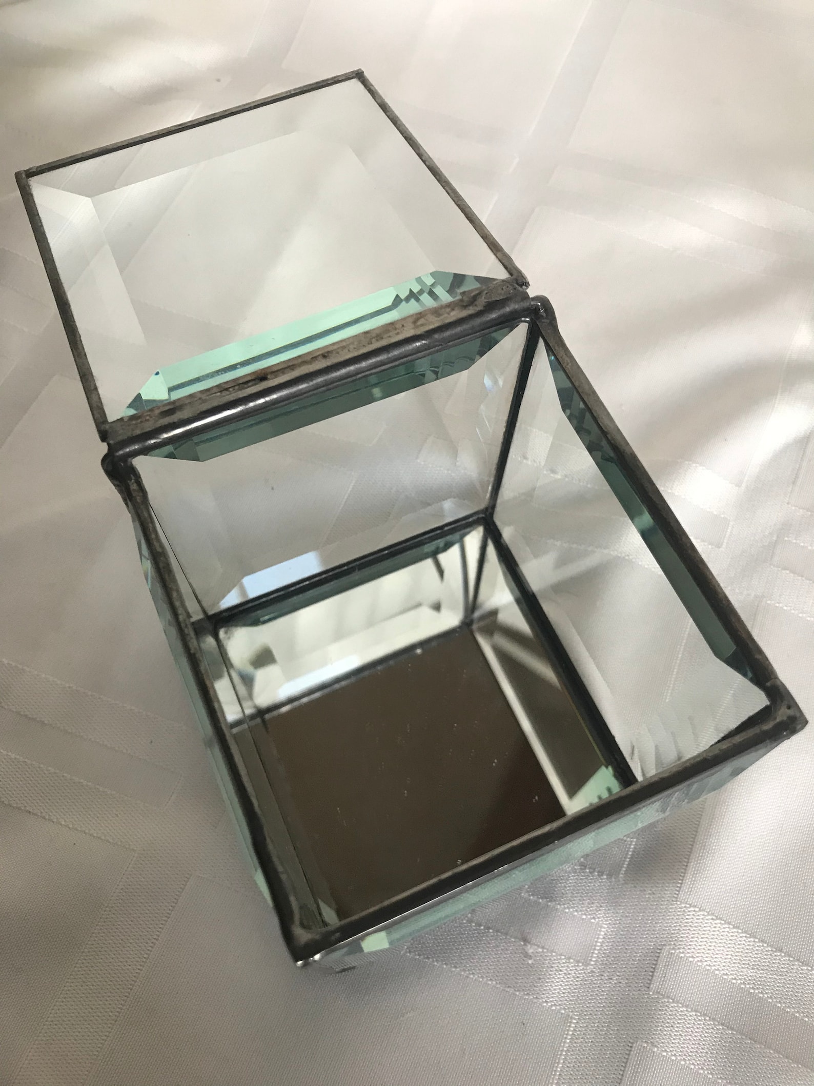 Beveled Glass Keepsake Boxclear Glass Box 3 X 3 X3 Etsy