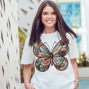 Motyl w stylu patchworkowym PNG | Wzór sublimacji Cottagecore | Styl patchworkowy w stylu wiejskim | Użytek komercyjny