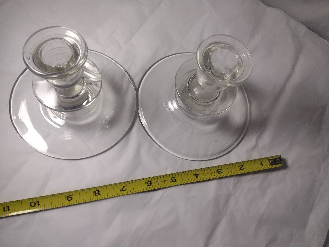 Matching Pair 1930s Clear Depression Glass Candle Holders UV Etsy