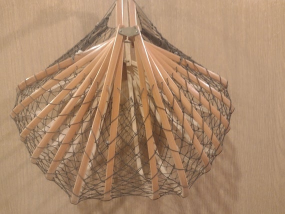 Incredible 1950's Accordion Collapsible Net Bamboo Market Bag Rare