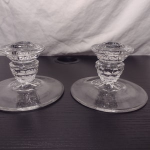 Fostoria American Clear Candle Holder Pair - Classy and Flawless