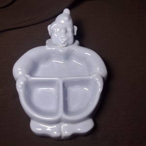 1940s Hankscraft Blue Ceramic Child&#39;s Food Warmer Dish