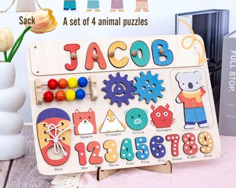 Rompecabezas personalizado con nombre, regalos de Pascua para bebés, juguetes de madera, regalo de primer cumpleaños para niños, regalo de primera Navidad para niña