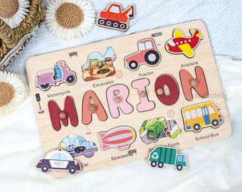 Rompecabezas de nombres personalizados hechos a mano para niños pequeños, crea tu propio rompecabezas de nombres con animales, regalo de cumpleaños, regalos para baby shower