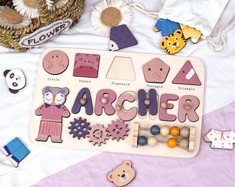 Tablero de actividades personalizado para bebés, rompecabezas con nombre, regalos personalizados, regalos para bebés niños.