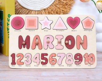 Rompecabezas de madera personalizado con nombre / Juguetes para niños pequeños / Regalos para niñas / Regalos para niños / Regalo de Navidad para bebés / Regalo de cumpleaños