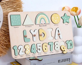 Personalización a medida, rompecabezas con nombres, regalos para niños pequeños, rompecabezas de madera hechos a mano.