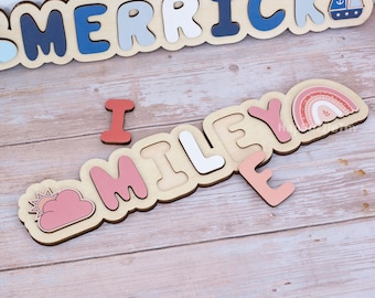 Regalos personalizados para el primer cumpleaños, rompecabezas con nombres, regalos personalizados para bebés, regalos de Navidad para niños pequeños, juguetes hechos a mano.