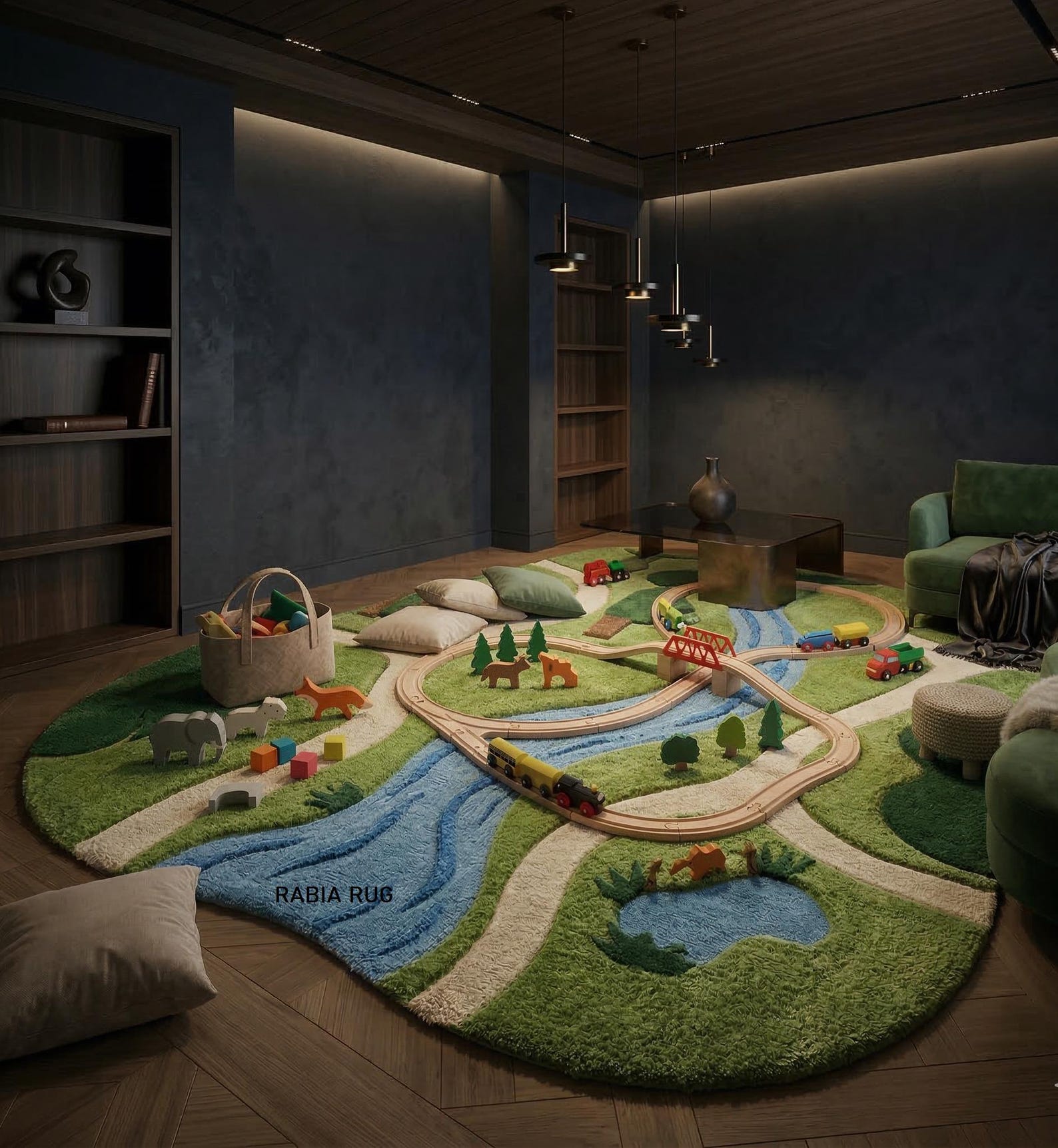 Kids Modular Rug Handmade Wool Kids Rug – 3D Nature Adventure Play Mat 4x7 Feet - Etsy