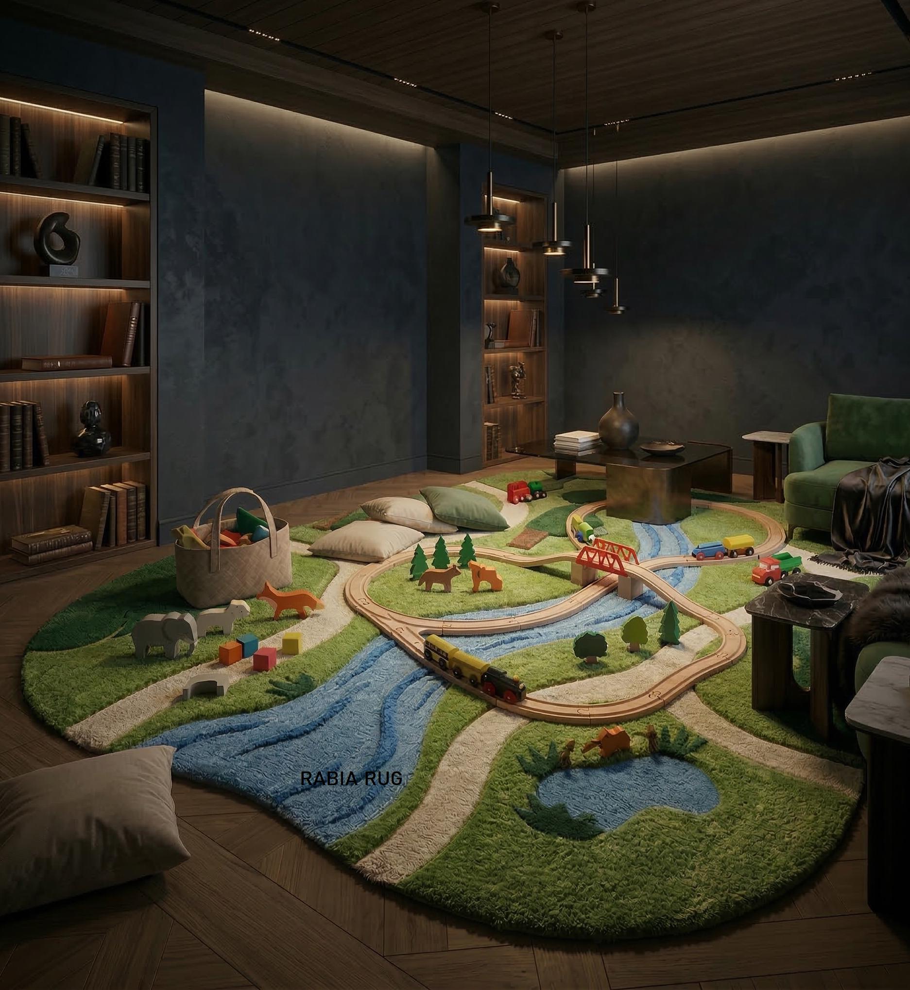 Kids Play Rug Fantasy Handmade Wool Kids Rug – 3D Nature Adventure Play Mat 4x7 Feet - Etsy