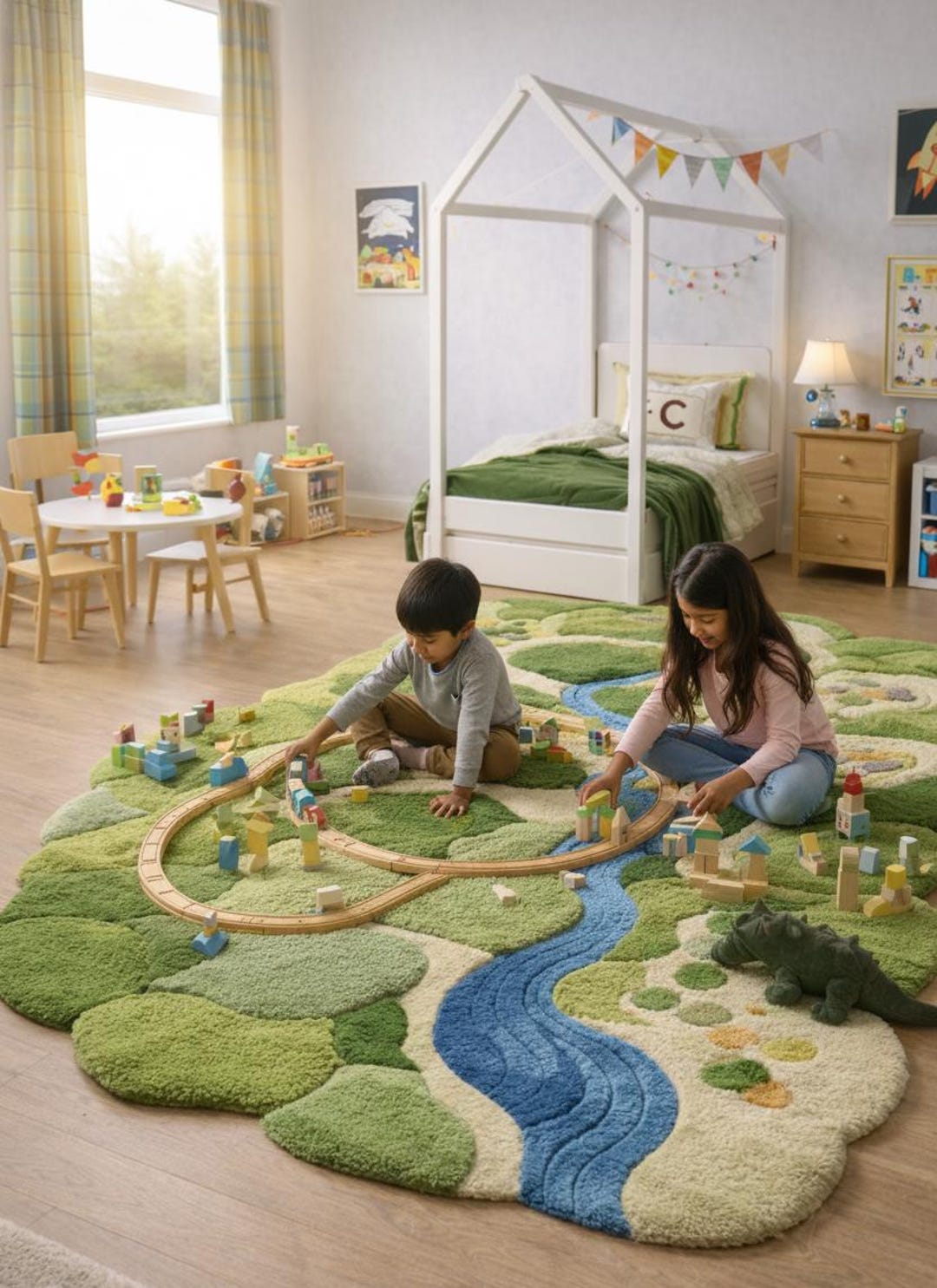 Kids Modular Rug Handmade Wool Kids Rug – 3D Nature Adventure Play Mat - Etsy