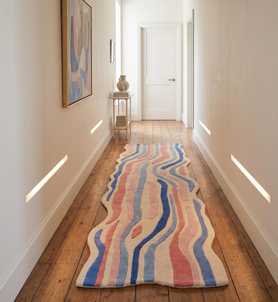 Hand Tufted Wool Runner Rug 2x20 Feet – Pink Modern Hallway Carpet - Etsy