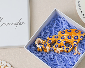 Blue Ring Octopus Hair Claw Clip, Personalized Gift Box Custom Engraved Name or Text, Eco-Friendly Acetate Hair Accessories, Bridesmaid Gift