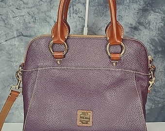 Dooney & Bourke Woman Purple Pebbled Leather Satchel Handbag Bag