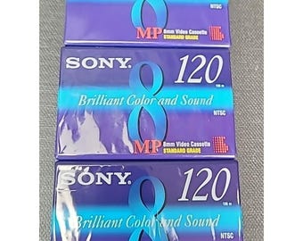 Vintage Sony 8mm Video Cassette 3 Pack 120min MP Standard Grade P6-120MP Sealed