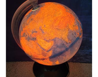 Vintage 80's Earth Globe Scan Lighted lliuminated World