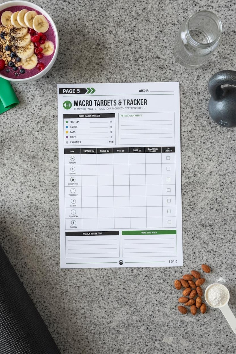 Weekly Meal Prep and Macro Planner Printable, Fitness Nutrition Tracker ...