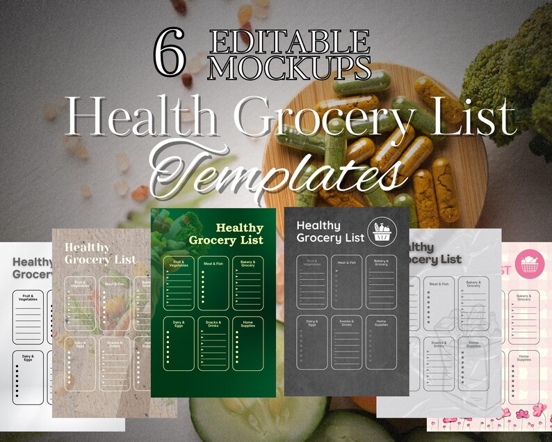6 Health Grocery List PDF PNG | Meal Planning + Healthy Shopping ...