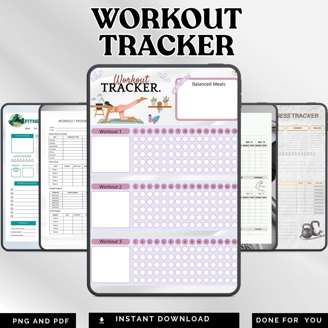 Workout Tracker PDF PNG | Fitness Planner & Exercise Log | Health ...